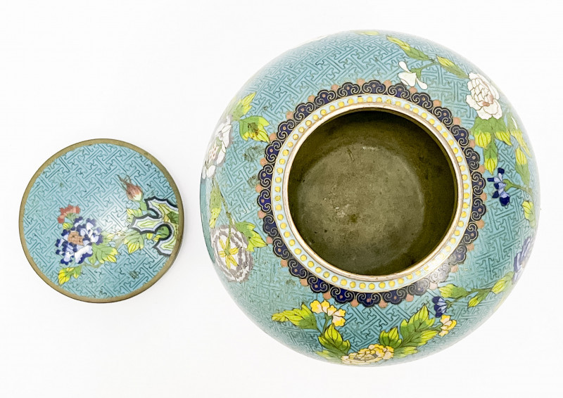 Chinese Cloisonné Enamel Jar and Cover