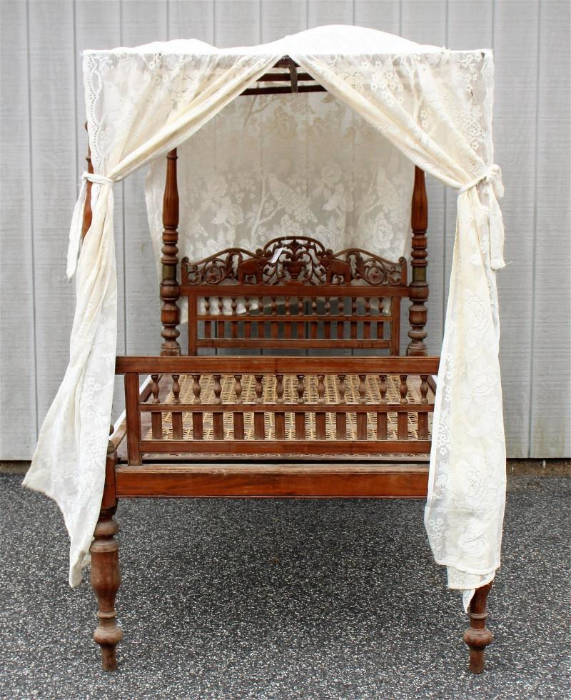 Image 2 of lot 19th C. Anglo Indian Teak Twin Size Bed