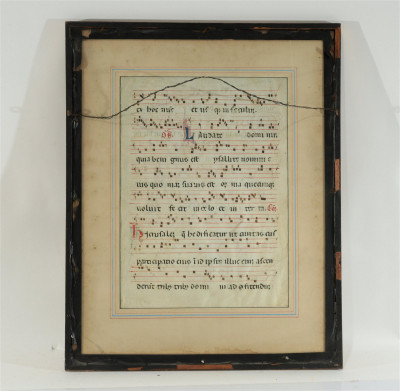 Image 5 of lot 2 Framed Gregorian Hymnal Music Sheets