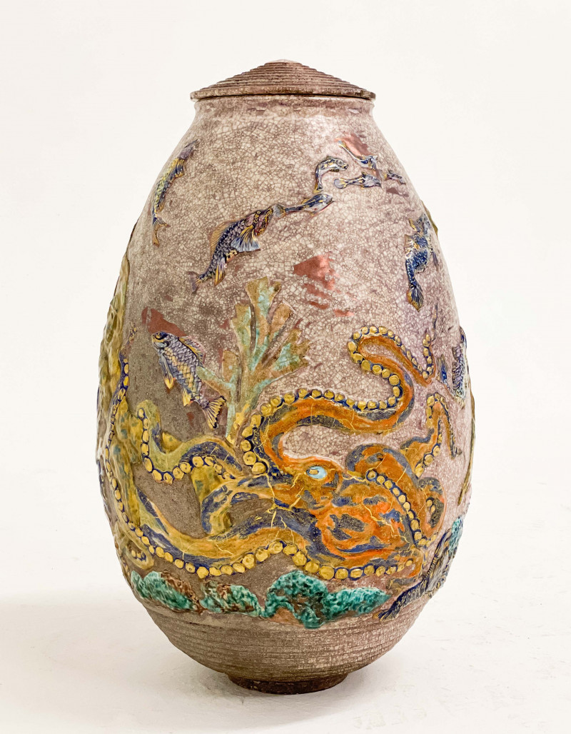 Jean Mayodon - Two Monumental Lidded Vases