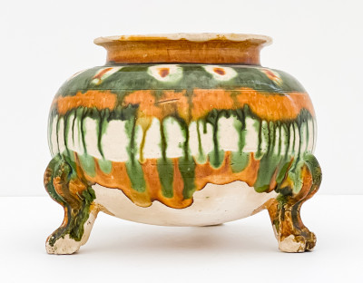 Image for Lot Chinese Sancai Glazed Pottery Tripod Vessel