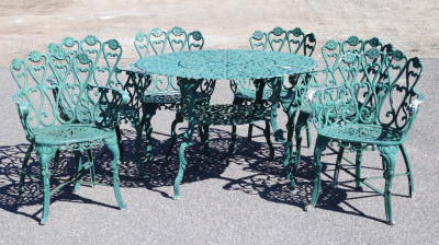 Image for Lot Vintage Cast Aluminum Outdoor Table Six Chairs