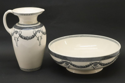 Image for Lot Wedgwood &apos;Etruria&apos; Ceramic Wash Basin  Ewer