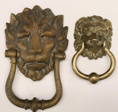 Image for Lot Victorian Brass Lion Doorknockers