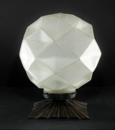 Image for Lot Andre Hunebelle - Art Deco Iron & Glass Lamp
