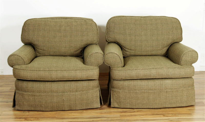 Pair of Frederic Edward Wool Tweed Lounge Chairs