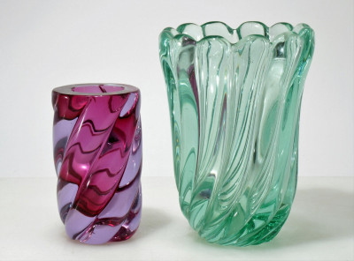 Image for Lot Attr. Archimede Seguso - Spiral Ribbed Vases