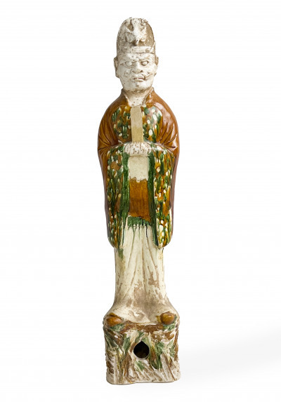 Image for Lot Chinese Sancai Glazed Pottery Figure of a Court Official