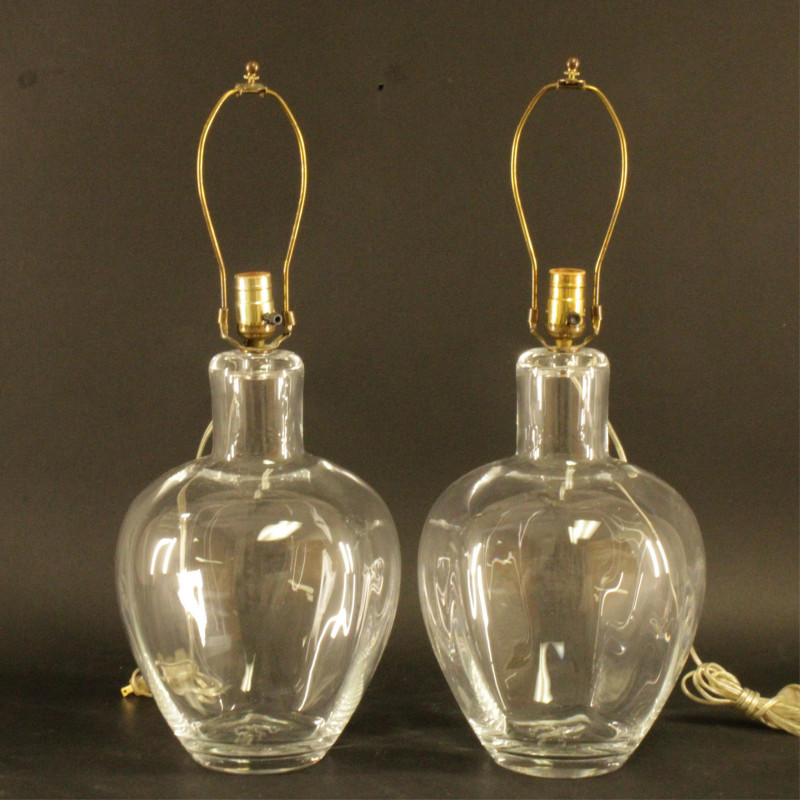 Pair of Simon Pearce Glass Table Lamps