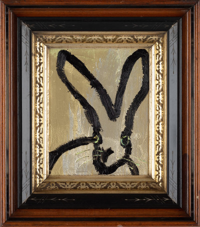Hunt Slonem  Untitled (gold bunny with green eyes)