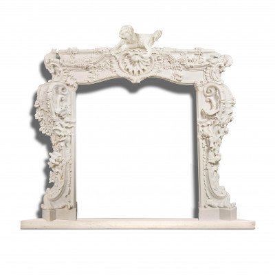 Lodovico Bertoni  Workshop - Late Baroque Style Hand Carved Marble Mantel