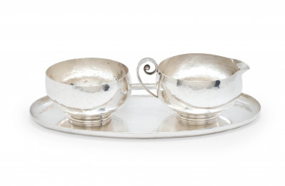 Randahl Sterling - Silver Cream and Sugar Bowl, and Tray
