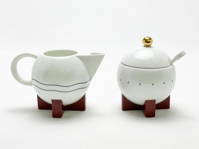 Image for Lot Michael Graves for Swid Powell, Porcelain Creamer and Sugar Bowl