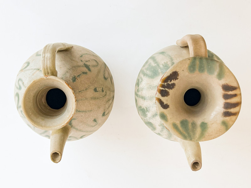Two Chinese Glazed Stoneware Ewers
