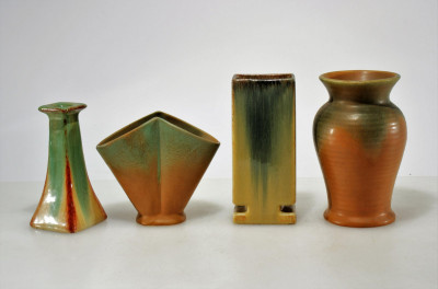 Image for Lot Muncie - 3 Pottery Vases & Candlestick