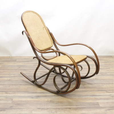 Image for Lot Thonet Style Bentwood Cane Rocking Chair