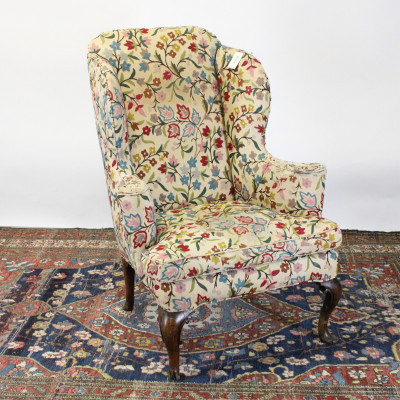 Image for Lot George II Walnut Wing Chair, 18th C.