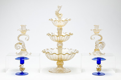 Image for Lot Salviati Venetian Glass Table Garniture