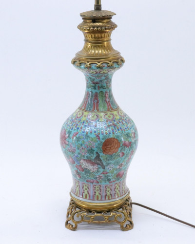 Image for Lot Canton Export Vase as Lamp