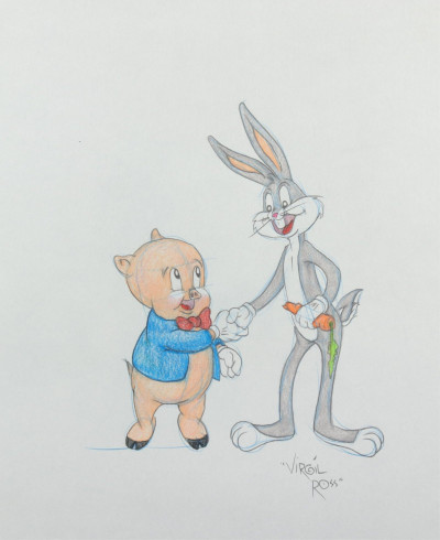 Image for Lot VIRGIL ROSS - PORKY PIG BUGS BUNNY - DRAWING