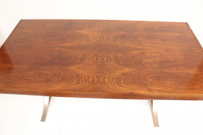 Image 3 of lot 1970's Chrome & Walnut Dining Table
