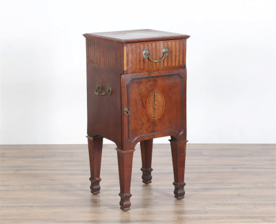 Image for Lot George III Inlaid Mahogany Bedside Cabinet, c.1780