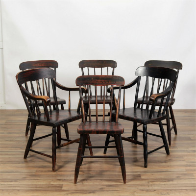 Image for Lot 6 Country Grain Painted Dining Chairs