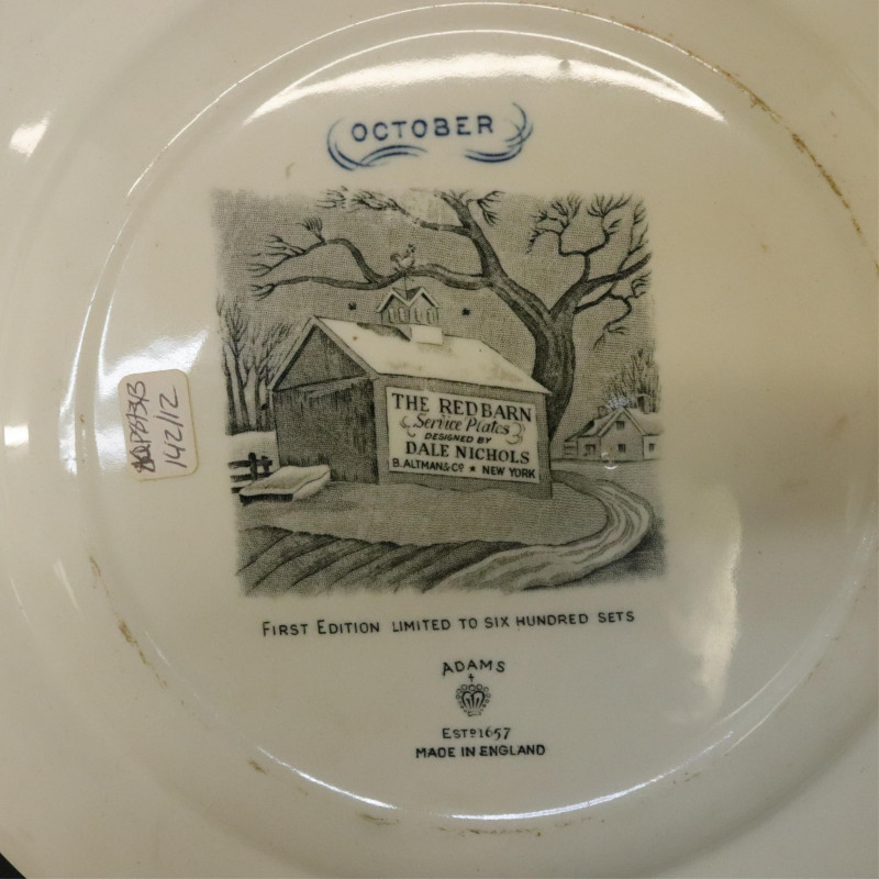 Image 3 of lot 12 Adams Ceramic 'Red Barn' Monthly Plates