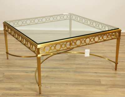 Image for Lot NeoClassical Style Brass Coffee Table