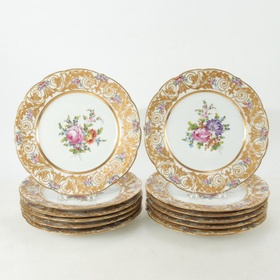Image for Lot Set of 12 Sevres Style Porcelain Plates