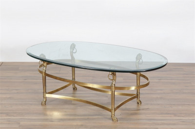 Image for Lot Maison Jansen Style Brass Cocktail Table