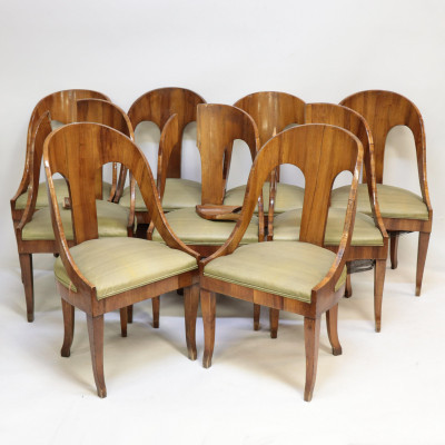 Image for Lot 9 Late Biedermeier Fruitwood Dining Chairs, Late 1