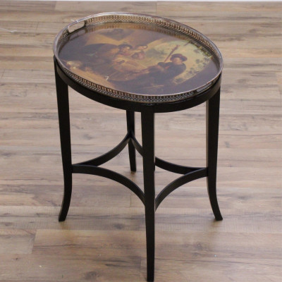 Image for Lot Hand Painted Old Master Serving Tray Table