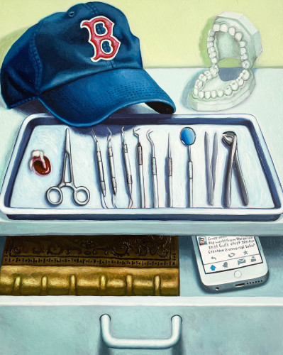 Image for Lot Tom Sanford - Untitled (Still Life with Red Sox Hat and Pulled Tooth)