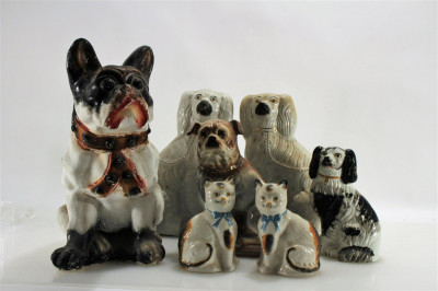 Image for Lot Staffordshire Dog & Cats Figures