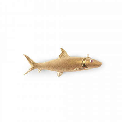14k Yellow Gold Fish Brooch