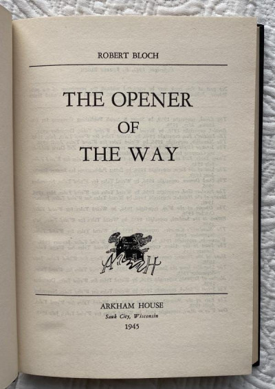 R. Bloch Opener of the Way signed Arkham 1945