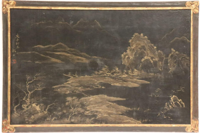 Image for Lot Painted Chinese Lacquer Panel, circa 1900