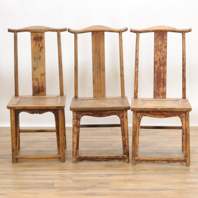 Image for Lot Three Chinese Yokeback Hardwood Chairs
