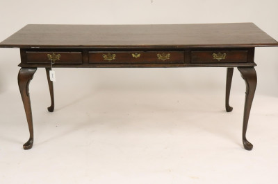 Image for Lot Queen Anne Style Stained Oak Library Table