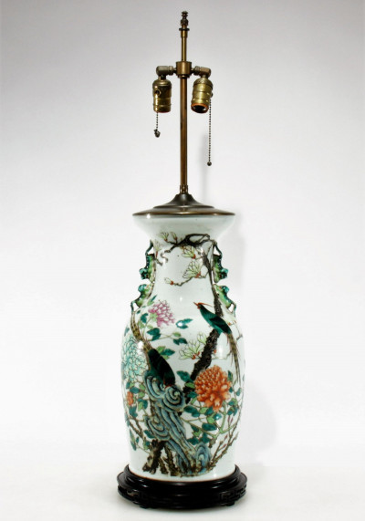 Chinese Famille Verte Porcelain Lamp