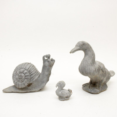 Image for Lot 2 Cast Lead Ducks and a Snail