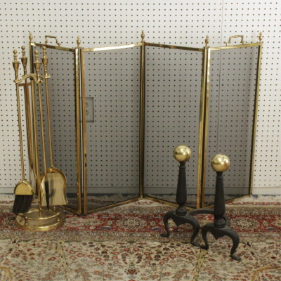 Image for Lot Matched George III Style Brass Fire Tool Set
