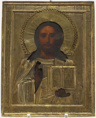 Image for Lot Russian Icon, 'Christ Pantocrator', Late 19th C.