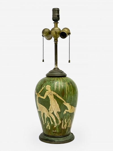 Title Paul Louis Mergier  (attributed) - Dinanderie Vase mounted as a lamp / Artist