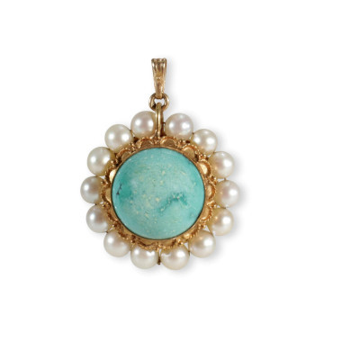 Image for Lot Turquoise and Pearl Pendant