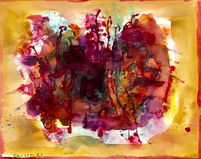 Title William Ronald - Untitled (Abstract Fuchsia and Gold Composition) / Artist