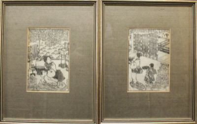 Image for Lot Poss Utagawa Kunisada  Black  White Woodblocks