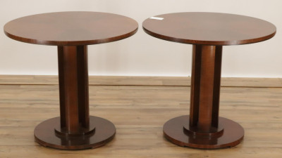 Image for Lot Pair Baker Modern Mahogany Side Tables