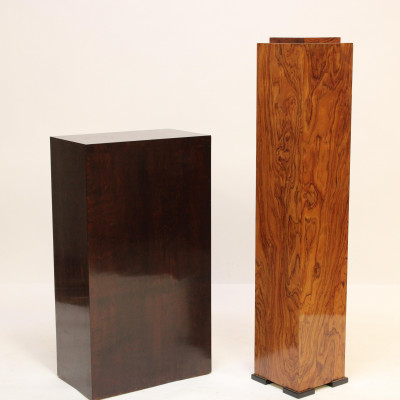 Image for Lot Art Deco Figural Walnut &amp; Mahogany Pedestals